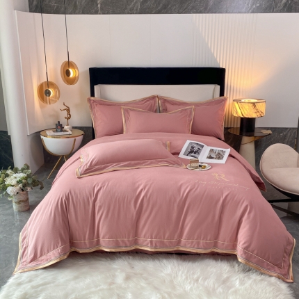 91家纺网 家纺一手货源 找家纺 总)高档礼盒母婴级秋冬爆款双面加厚纯棉磨毛四件套绣花长绒棉床上用品