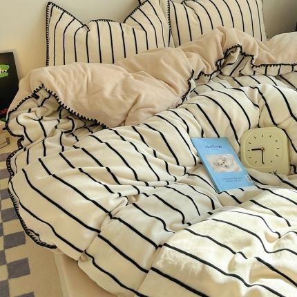 91家纺网 家纺一手货源 找家纺 (总) 三朵 2023新款无印风牛奶绒四件套