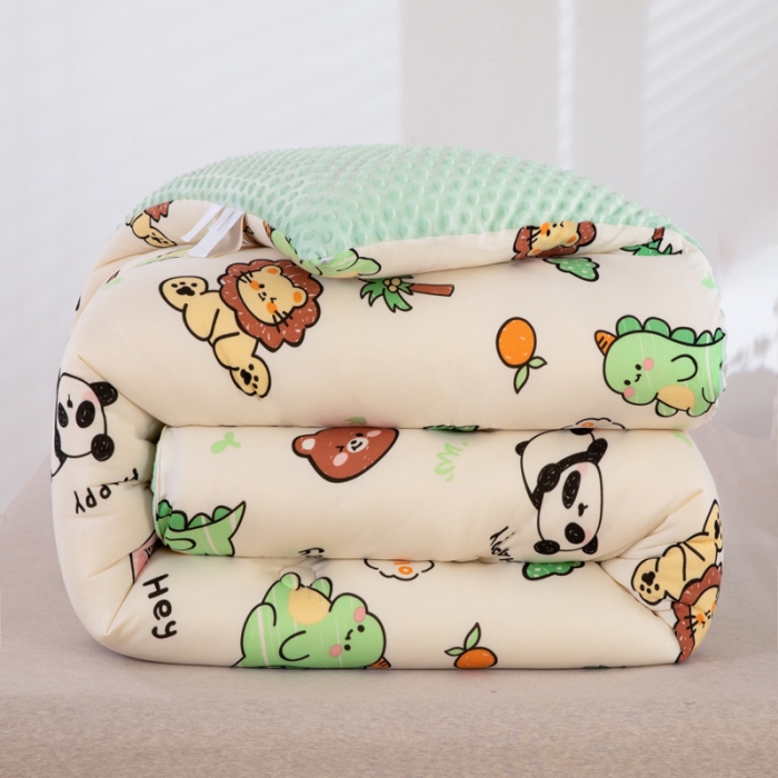 91家纺网 家纺一手货源 找家纺 天瑜家纺 2023新款针织豆豆绒冬被 快乐熊猫