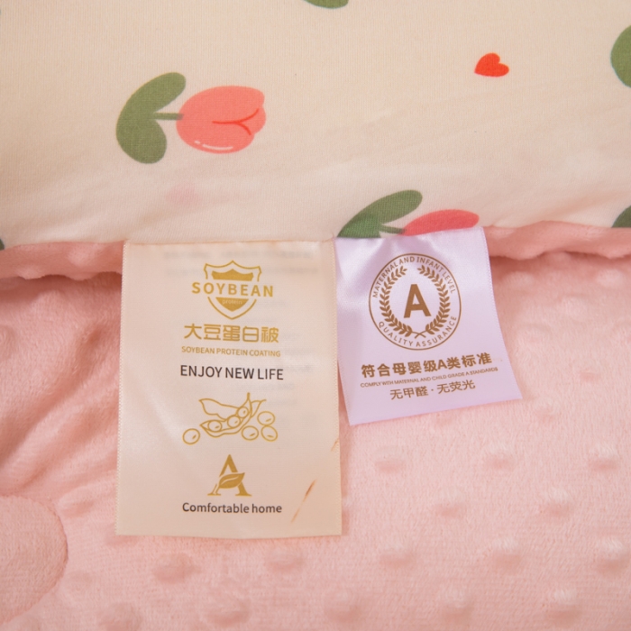 91家纺网 家纺一手货源 找家纺 天瑜家纺 2023新款针织豆豆绒冬被 小花兔子粉