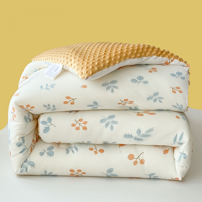 91家纺网 家纺一手货源 找家纺 天瑜家纺 2023新款针织豆豆绒冬被 小金果