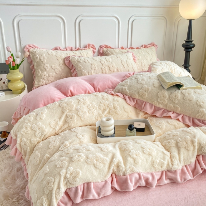 91家纺网 家纺一手货源 找家纺 （总）米莱家纺 2024新款韩版塔芙绒牛奶绒四件套