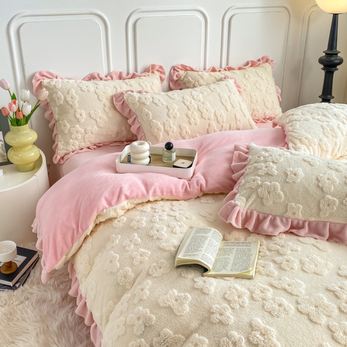 91家纺网 家纺一手货源 找家纺 （总）米莱家纺 2024新款韩版塔芙绒牛奶绒四件套