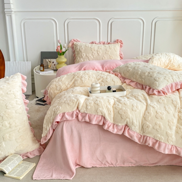 91家纺网 家纺一手货源 找家纺 （总）米莱家纺 2024新款韩版塔芙绒牛奶绒四件套