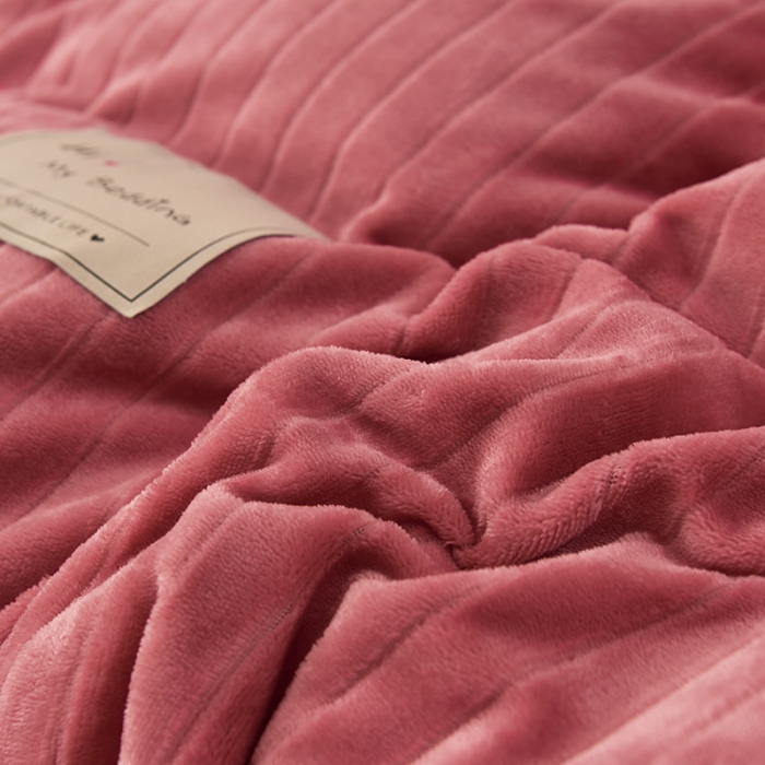 91家纺网 家纺一手货源 找家纺 全季家居 2023新款纯色印花抗静电大包边牛奶绒贝贝绒单被套 豆沙