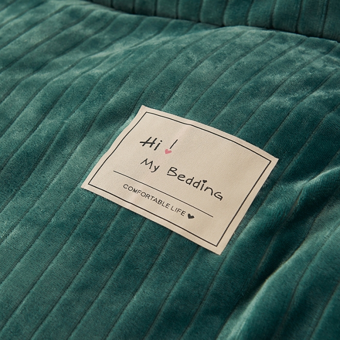 91家纺网 家纺一手货源 找家纺 全季家居 2023新款纯色印花抗静电大包边牛奶绒贝贝绒单被套 翡翠绿