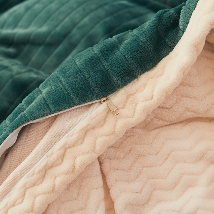 91家纺网 家纺一手货源 找家纺 全季家居 2023新款纯色印花抗静电大包边牛奶绒贝贝绒单被套 翡翠绿