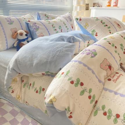 91家纺网 家纺一手货源 找家纺 （总）梦柏家纺 2023新款高克重牛奶绒印花四件套