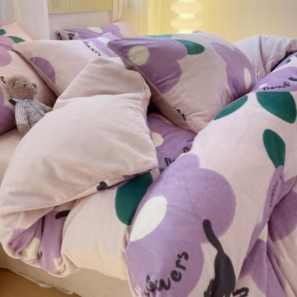 91家纺网 家纺一手货源 找家纺 （总）梦柏家纺 2023新款高克重牛奶绒印花四件套