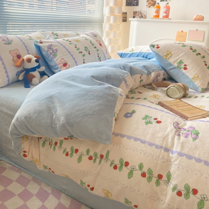 91家纺网 家纺一手货源 找家纺 （总）梦柏家纺 2023新款高克重牛奶绒印花四件套