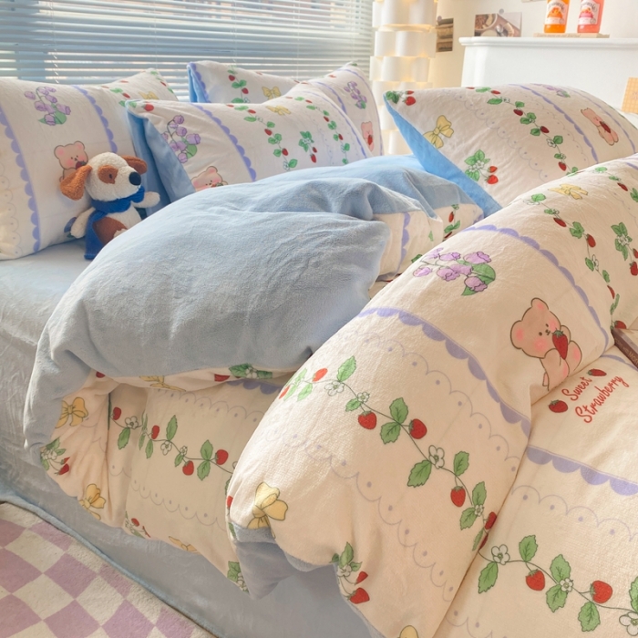 91家纺网 家纺一手货源 找家纺 （总）梦柏家纺 2023新款高克重牛奶绒印花四件套