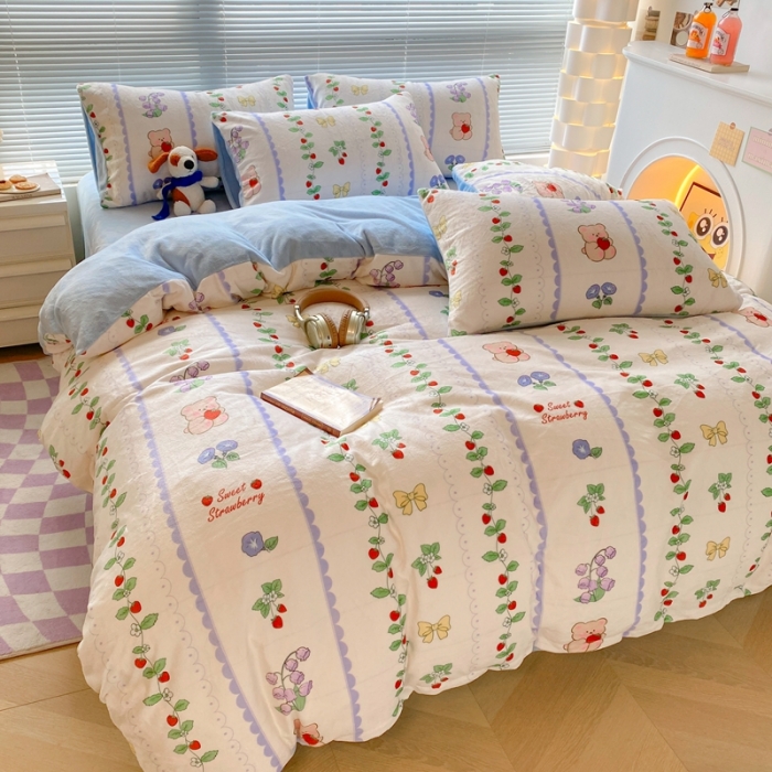 91家纺网 家纺一手货源 找家纺 （总）梦柏家纺 2023新款高克重牛奶绒印花四件套