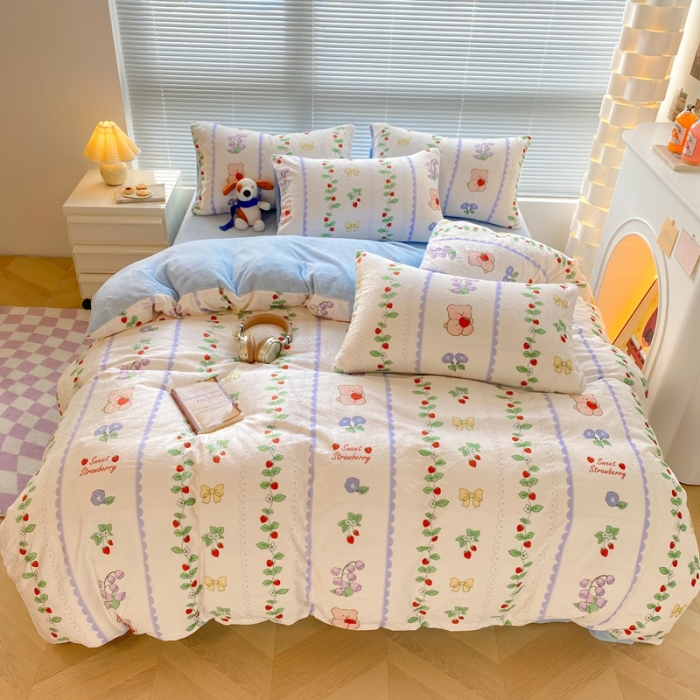 91家纺网 家纺一手货源 找家纺 （总）梦柏家纺 2023新款高克重牛奶绒印花四件套