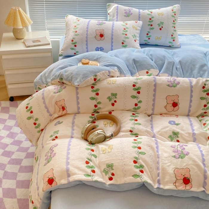 91家纺网 家纺一手货源 找家纺 （总）梦柏家纺 2023新款高克重牛奶绒印花四件套