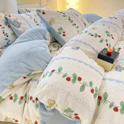 梦柏家纺 2023新款高克重牛奶绒印花四件套 芊芊熊意