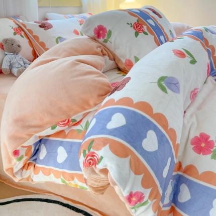 梦柏家纺 2023新款高克重牛奶绒印花四件套 熊熊韵味