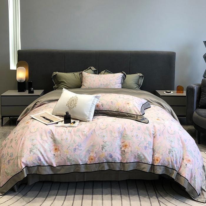 91家纺网 家纺一手货源 找家纺 黑白森林秋冬新品 天丝棉磨毛四件套海岛棉天丝全棉磨毛四季