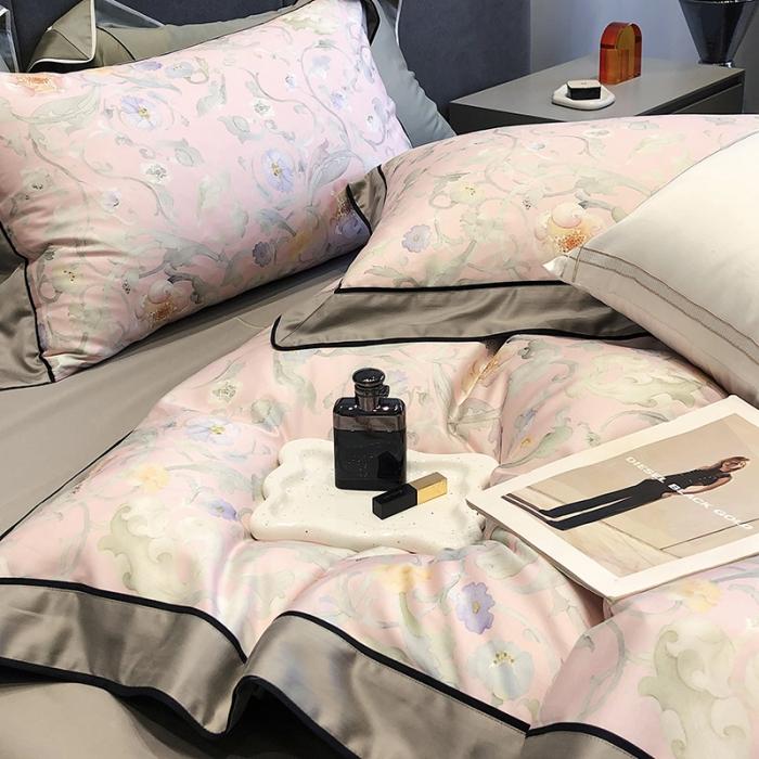 91家纺网 家纺一手货源 找家纺 黑白森林秋冬新品 天丝棉磨毛四件套海岛棉天丝全棉磨毛四季