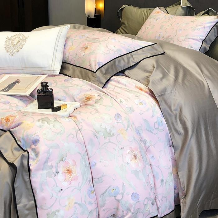 91家纺网 家纺一手货源 找家纺 黑白森林秋冬新品 天丝棉磨毛四件套海岛棉天丝全棉磨毛四季