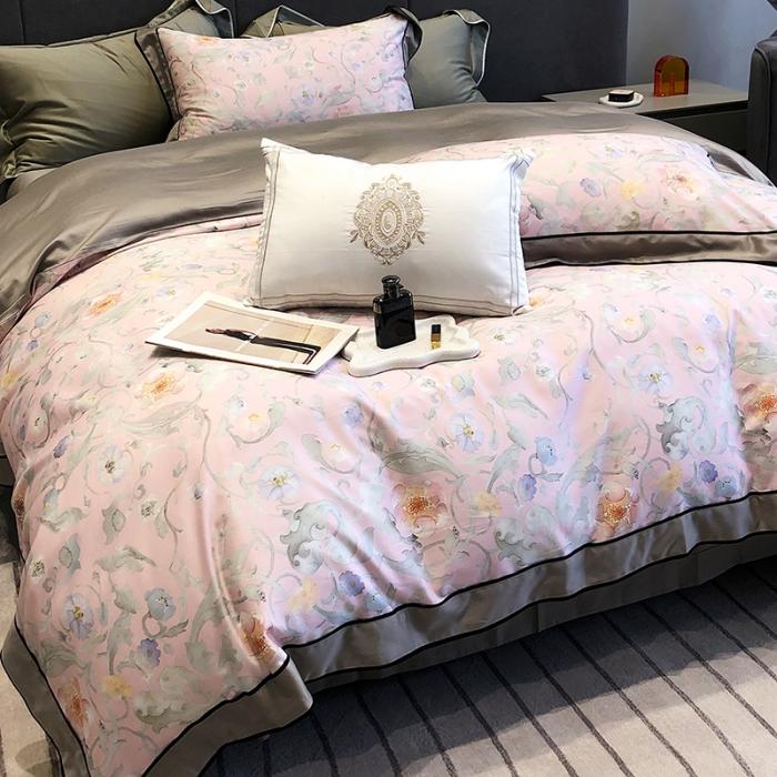 91家纺网 家纺一手货源 找家纺 黑白森林秋冬新品 天丝棉磨毛四件套海岛棉天丝全棉磨毛四季