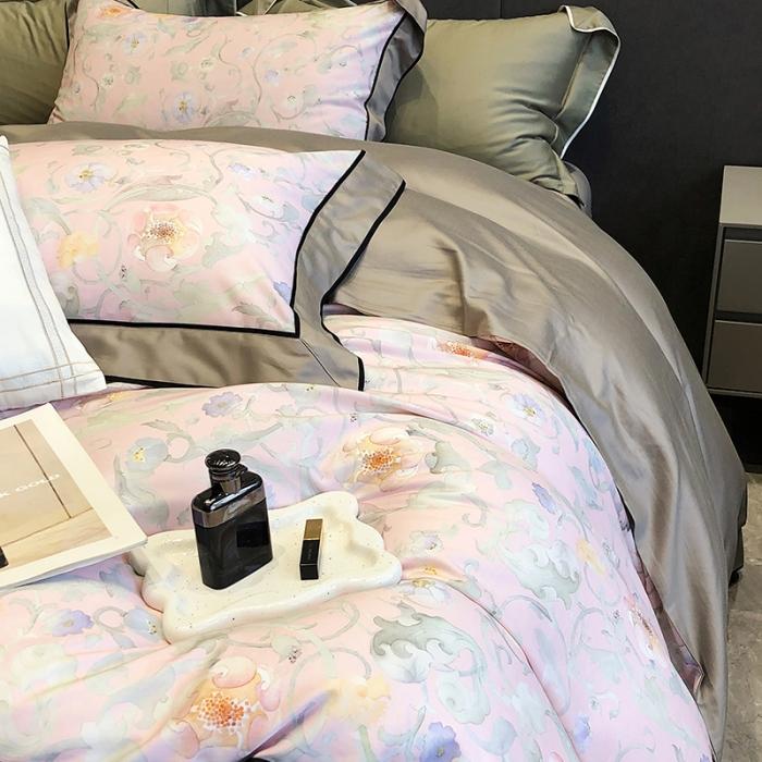 91家纺网 家纺一手货源 找家纺 黑白森林秋冬新品 天丝棉磨毛四件套海岛棉天丝全棉磨毛四季