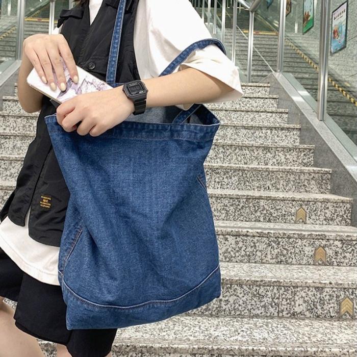 91家纺网 家纺一手货源 找家纺 【牛仔帆布包】日式无印牛仔布包良品大容量手提包学生挎包休闲包男女通勤包