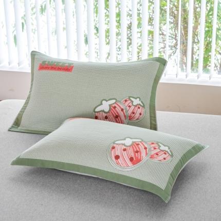 91家纺网 家纺一手货源 找家纺 总 棠薇2025新款加厚八层纯棉纱布枕巾一对装小清新小格子系列全棉枕头盖巾