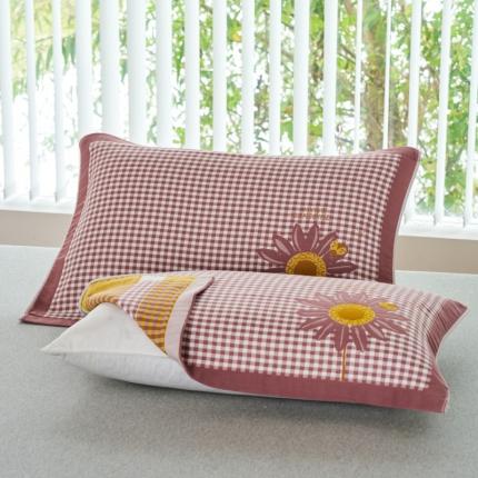 91家纺网 家纺一手货源 找家纺 总 棠薇2025新款加厚八层纯棉纱布枕巾一对装小清新小格子系列全棉枕头盖巾