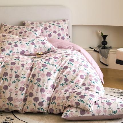 91家纺网 家纺一手货源 找家纺 凡客  2023新款针织棉磨毛绒感四件套 罗拉