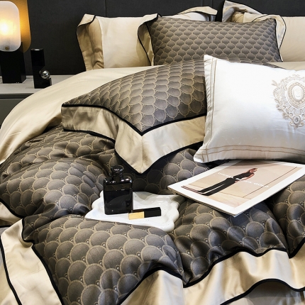 91家纺网 家纺一手货源 找家纺 黑白森林秋冬新品 天丝棉磨毛四件套海岛棉天丝全棉磨毛四季