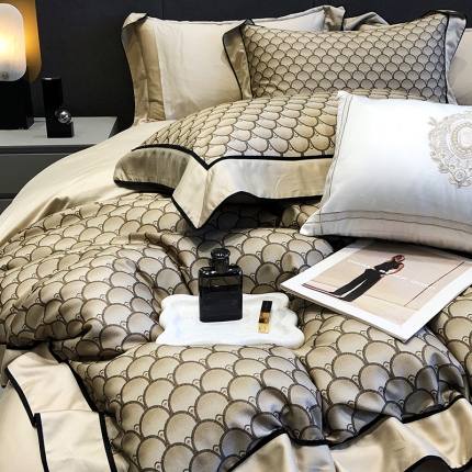 91家纺网 家纺一手货源 找家纺 黑白森林秋冬新品 天丝棉磨毛四件套海岛棉天丝全棉磨毛四季