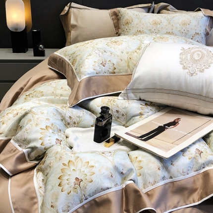 91家纺网 家纺一手货源 找家纺 黑白森林秋冬新品 天丝棉磨毛四件套海岛棉天丝全棉磨毛四季