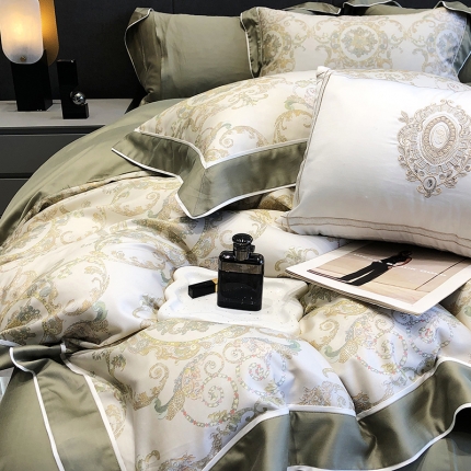 91家纺网 家纺一手货源 找家纺 黑白森林秋冬新品 天丝棉磨毛四件套海岛棉天丝全棉磨毛四季