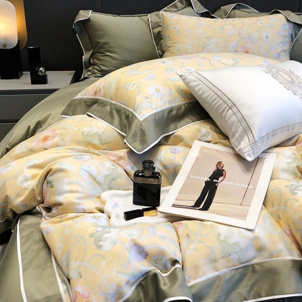 91家纺网 家纺一手货源 找家纺 黑白森林秋冬新品 天丝棉磨毛四件套海岛棉天丝全棉磨毛四季