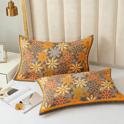 91家纺网 家纺一手货源 找家纺 （总）朴尔 2023全棉四层纱布色织提花宽边时尚枕巾