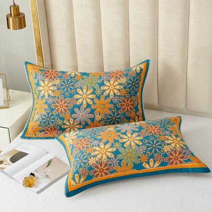 91家纺网 家纺一手货源 找家纺 （总）朴尔 2023全棉四层纱布色织提花宽边时尚枕巾