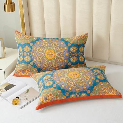 91家纺网 家纺一手货源 找家纺 （总）朴尔 2023全棉四层纱布色织提花宽边时尚枕巾