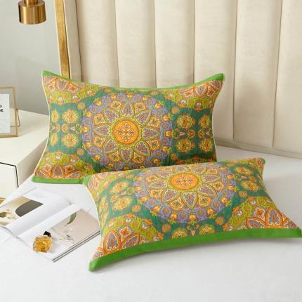 91家纺网 家纺一手货源 找家纺 （总）朴尔 2023全棉四层纱布色织提花宽边时尚枕巾