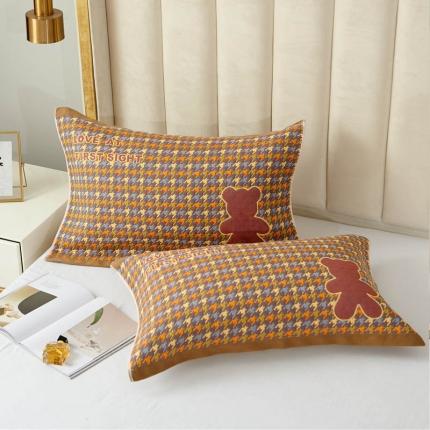 91家纺网 家纺一手货源 找家纺 （总）朴尔 2023全棉四层纱布色织提花宽边时尚枕巾