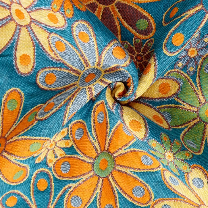 91家纺网 家纺一手货源 找家纺 朴尔 2023全棉四层纱布色织提花宽边时尚枕巾 繁花似锦-蓝