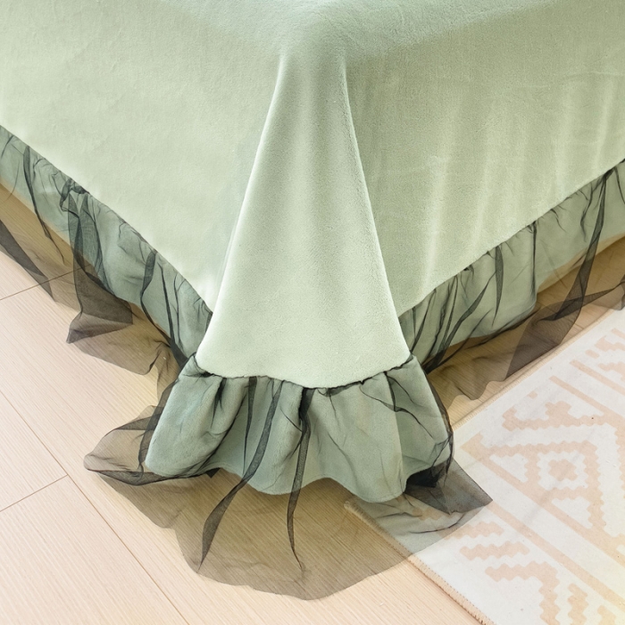 91家纺网 家纺一手货源 找家纺 2025新款牛奶绒雕花四件套-KK小姐 水绿