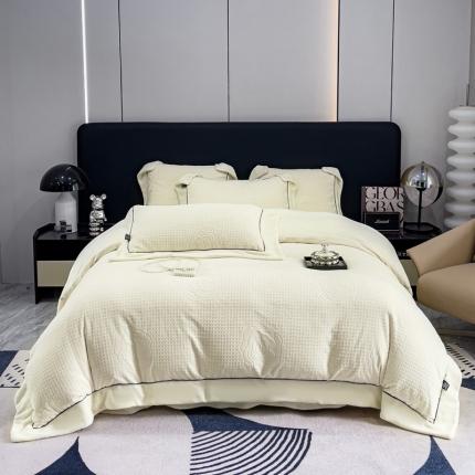 2025新款牛奶绒雕花四件套-浪漫花艺 白色