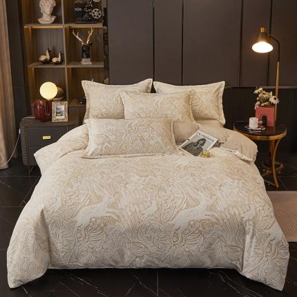 91家纺网 家纺一手货源 找家纺 （总）金纱玉纺 2023年新款母婴级雕花绒四件套