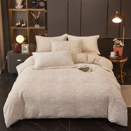 91家纺网 家纺一手货源 找家纺 （总）金纱玉纺 2023年新款母婴级雕花绒四件套