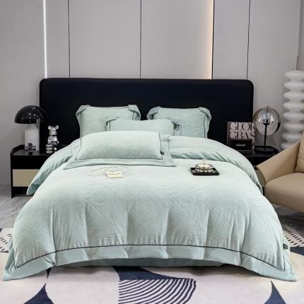 91家纺网 家纺一手货源 找家纺 （总）2025新款牛奶绒雕花四件套-苏黎