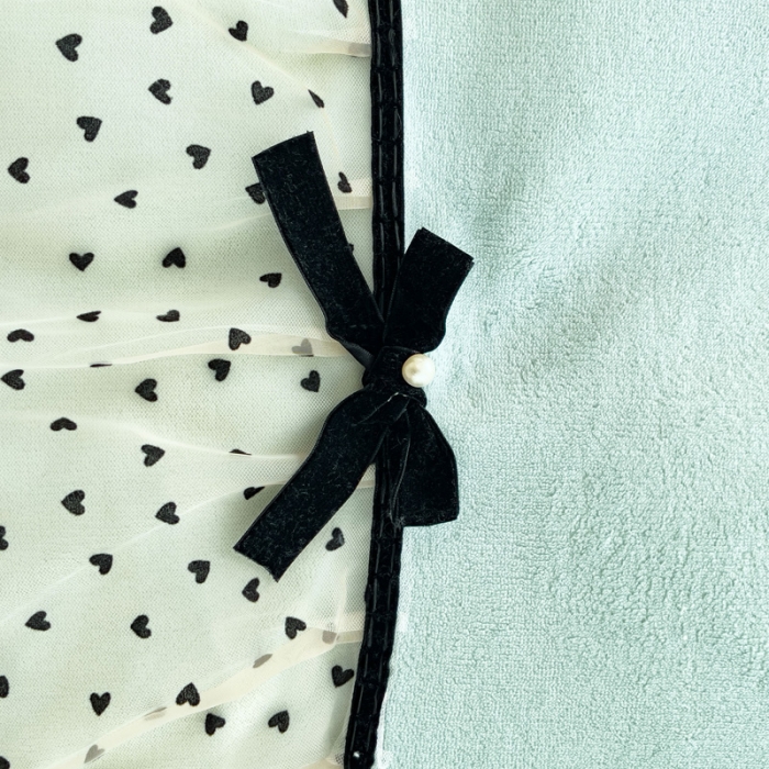 91家纺网 家纺一手货源 找家纺 2025新款牛奶绒拼纱四件套-洛可可 水绿