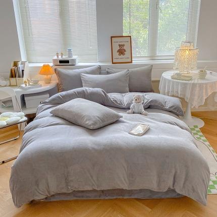 91家纺网 家纺一手货源 找家纺 （总）2023新款高克重舒适纯色牛奶绒单被套