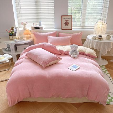 2023新款高克重舒适纯色牛奶绒单被套 草莓芝士