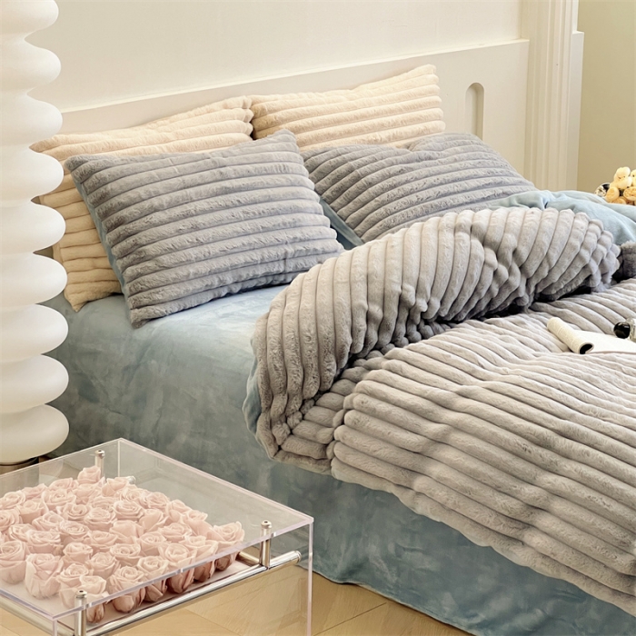 91家纺网 家纺一手货源 找家纺 （总）安莱生活 2023新款秋冬皮草兔毛四件套