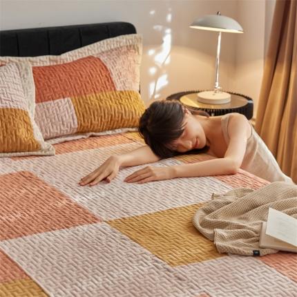 安莱生活 2023新款原创多功能创意拼块水晶绒荷兰绒天鹅绒毯床盖系列 拼块橘
